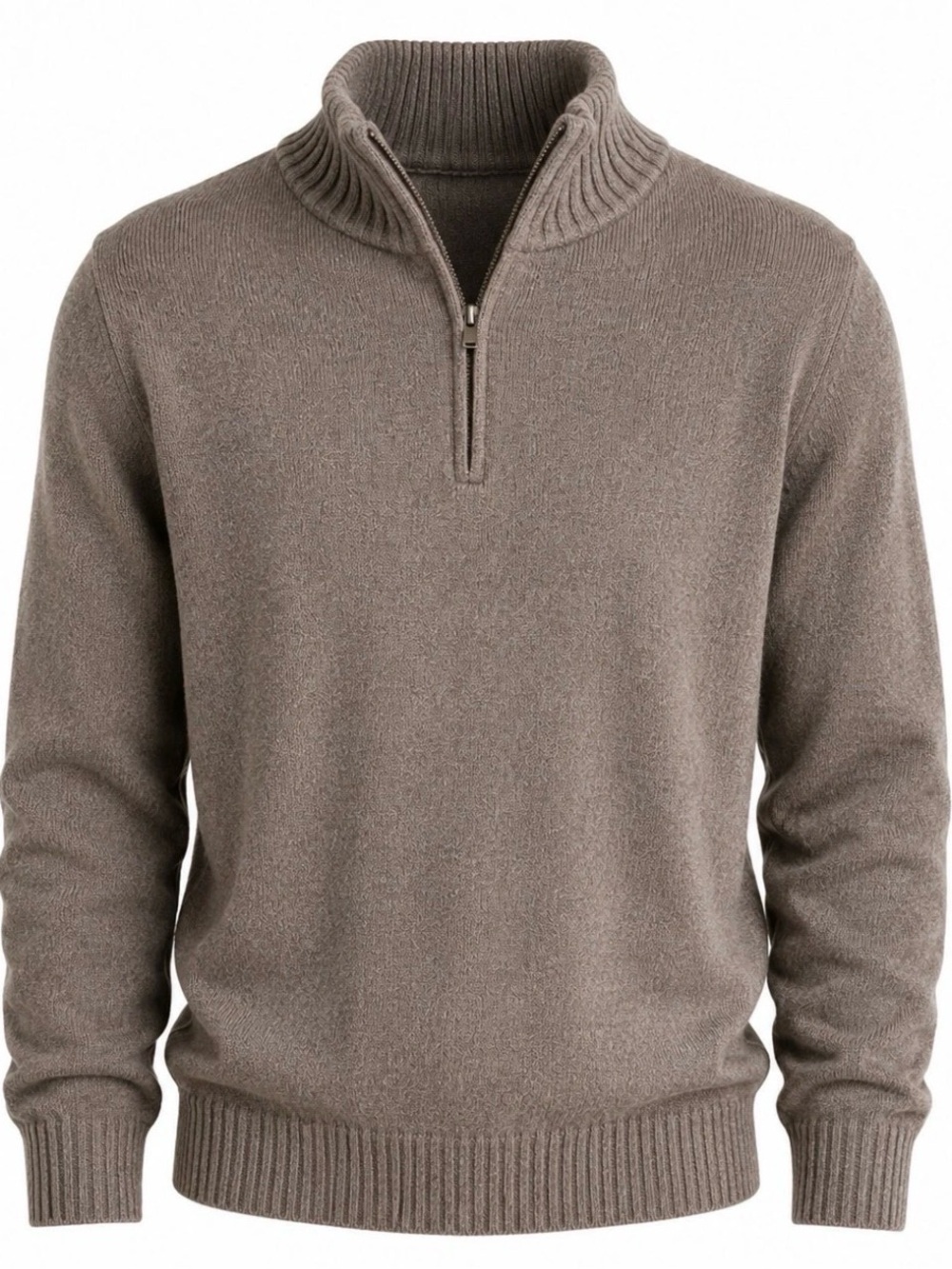 Eddie Bauer 1/4 Zip Brown Knit Pullover Sweater Men's Size TL